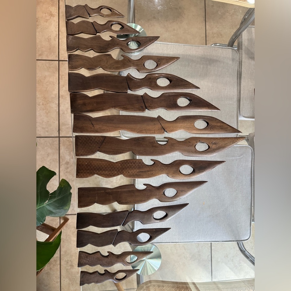 Handcrafted Wooden Decorative Ebony Shadow Set‎ hand carved vintage African